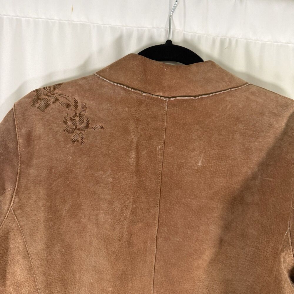 Coldwater Creek Leather Jacket Women's Medium Brown 3 Button Front Pockets - Picture 10 of 11